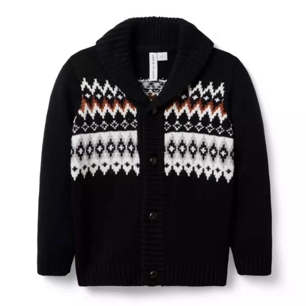 Janie and Jack Black and White Patterned Sweater